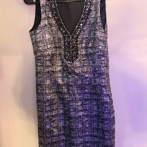 Laundry By Shelli Segal Black and Gray Midi Dress